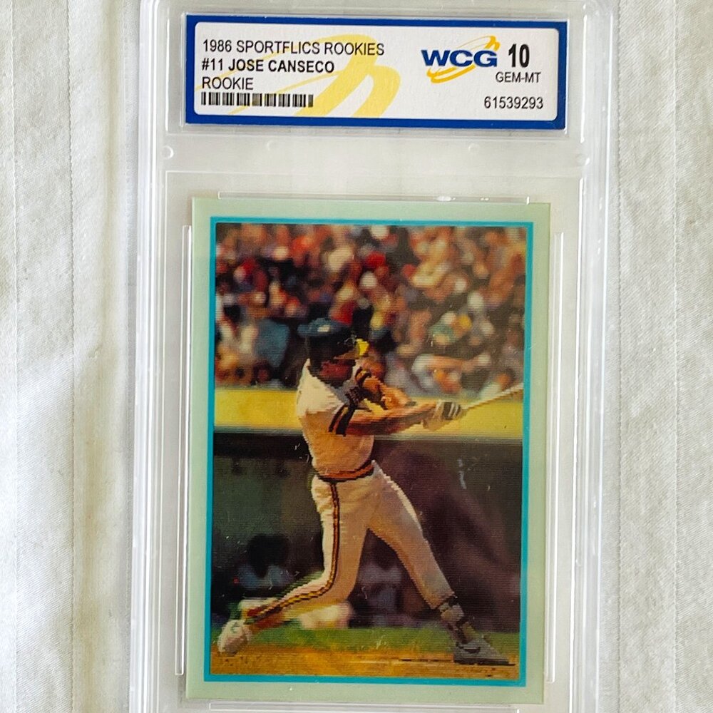1986 SPORTSFLICS ROOKIES #11 JOSE CANSECO. ROOKIE WCG 10 GEM-MT. MINT CONDITION